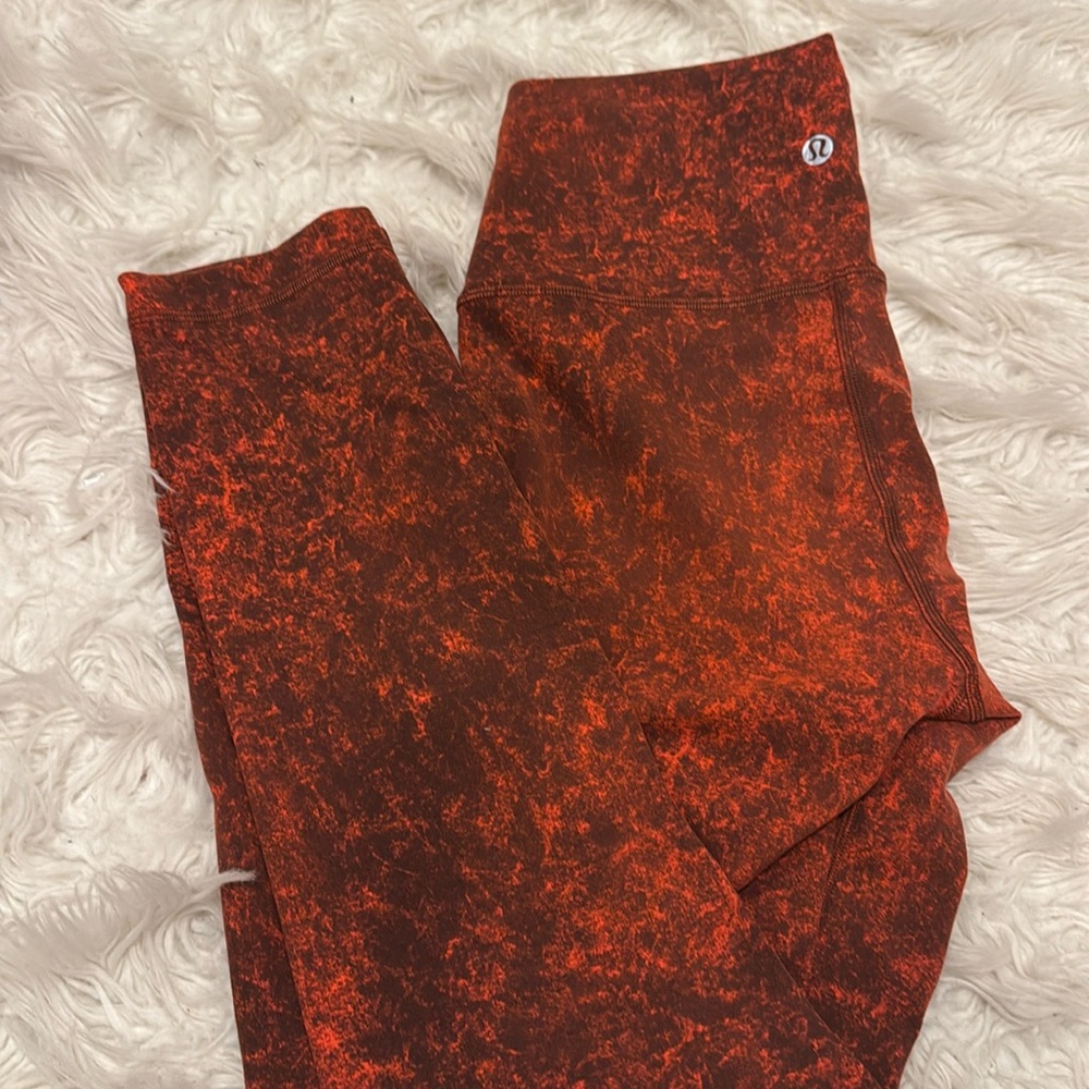 Lululemon leggings, red and black marble, size 6
